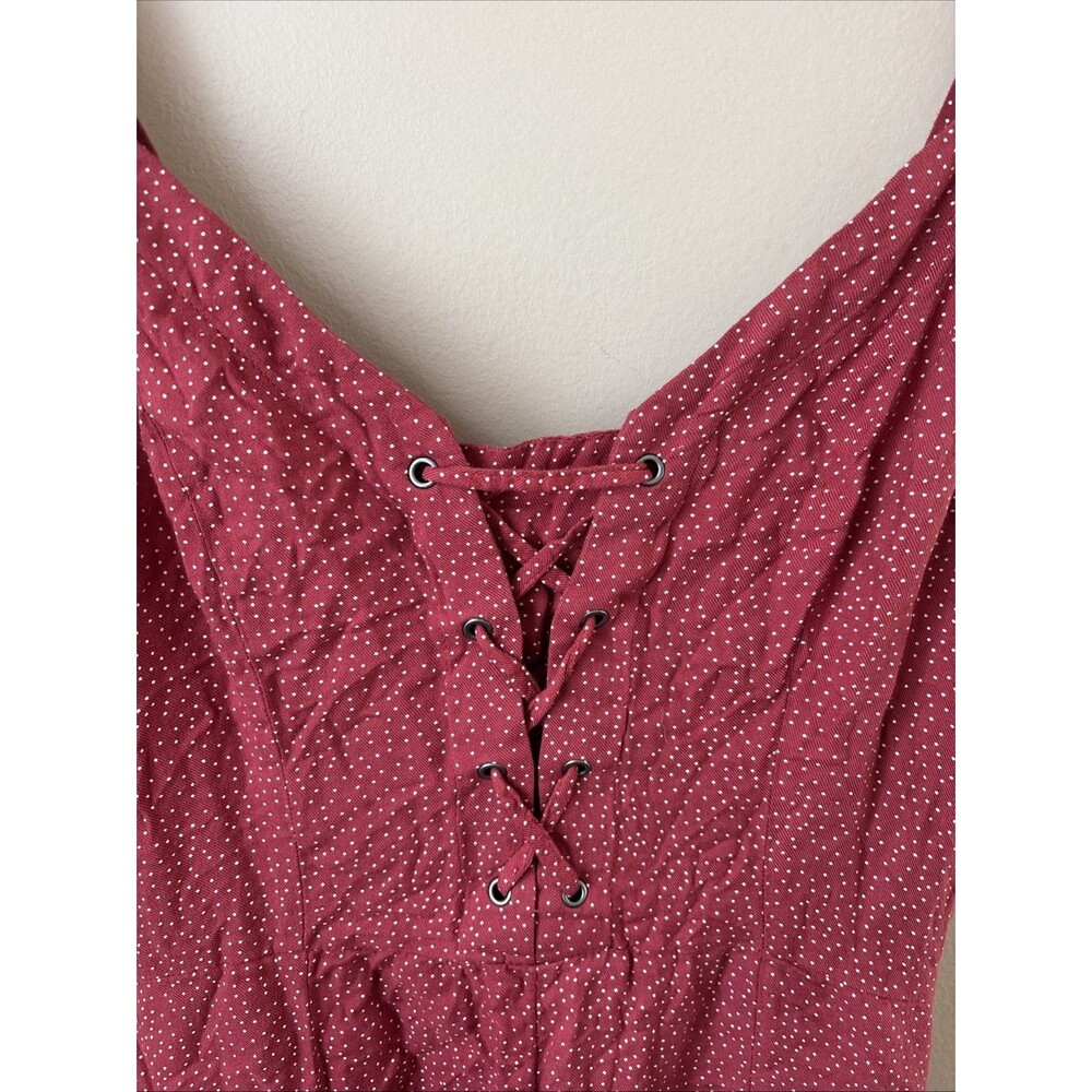 American Eagle Romper Womens S Red White Polka Dot Criss Cross Back - Picture 3 of 9